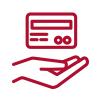 Rood betalingsmogelijkheden icoon logo