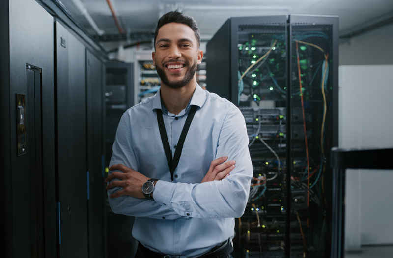 Team comparing notes on a device