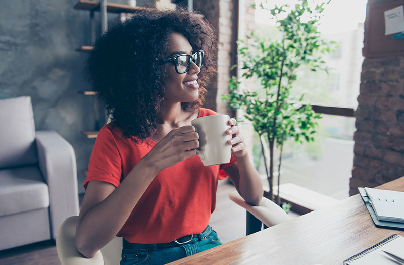 confident woman in office