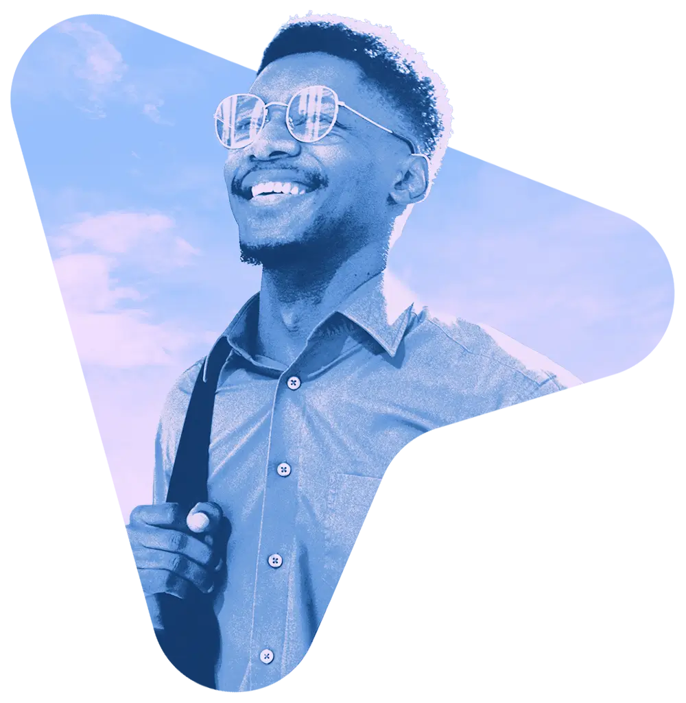 Confident businessman stands prepared to leverage AI technology to drive measurable business impact and innovation.