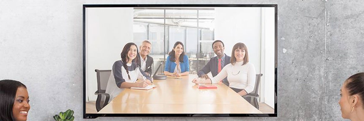 Mensen vergaderen met de Logitech MeetUp