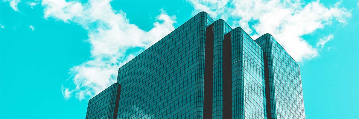 Sky Scraper in a blue sky with clouds