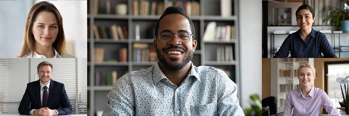 Afbeedlding van diverse medewerkers die vanuit huis werken