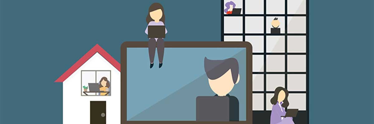 Tekening van een man en vrouw met laptop