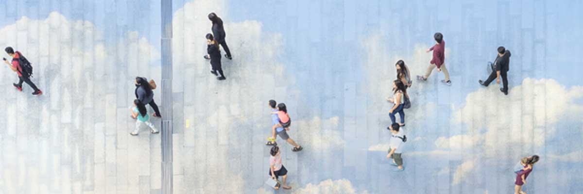 Abstracte afbeelding van de private en public cloud