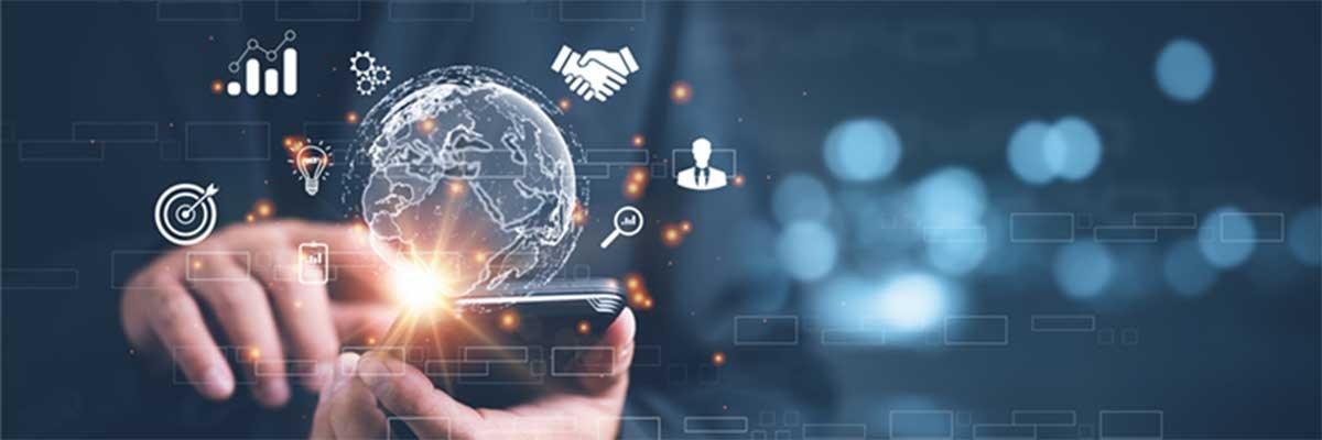 Smartphone met wereldbol