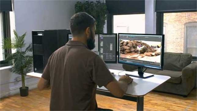 Autodesk Maya ontwerp Een gameontwikkelaar werkt met Autodesk Maya