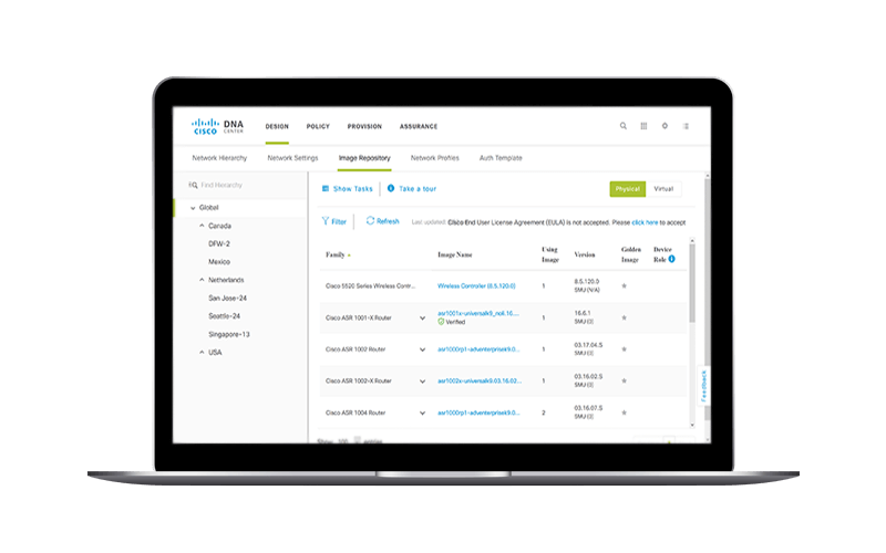 Cisco DNA Center dashboard op een MacBook