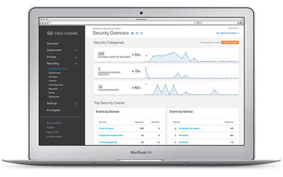 Cisco Umbrella-beveiligingsplatform op een MacBook Air