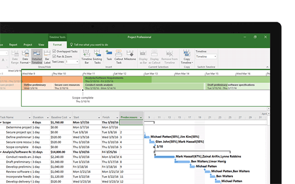 Microsoft Project portfolio management screenshot
