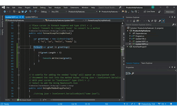 Visual Studio IDE code screenshot