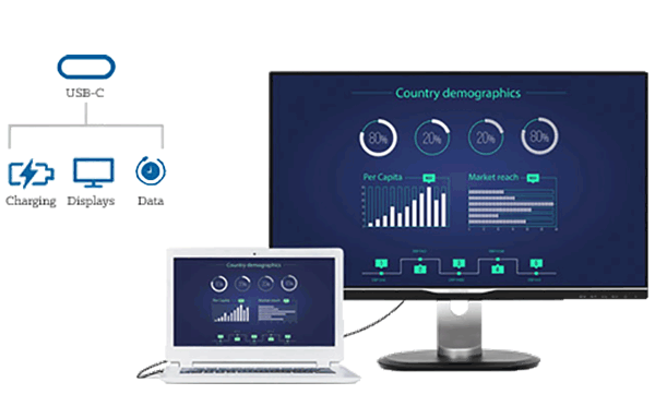Philips USB-C-dockingstation met een laptop